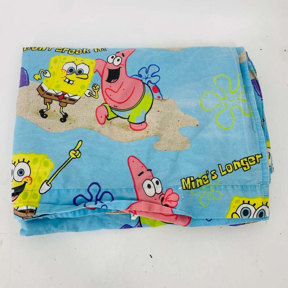 Vintage 2003 SpongeBob SquarePants Twin Flat Sheet Nickelodeon Patrick Y2K Cotto